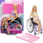 Barbie Fashionista Doll with Wheelchair & Ramp, Blond Hair, Rainbow Dress